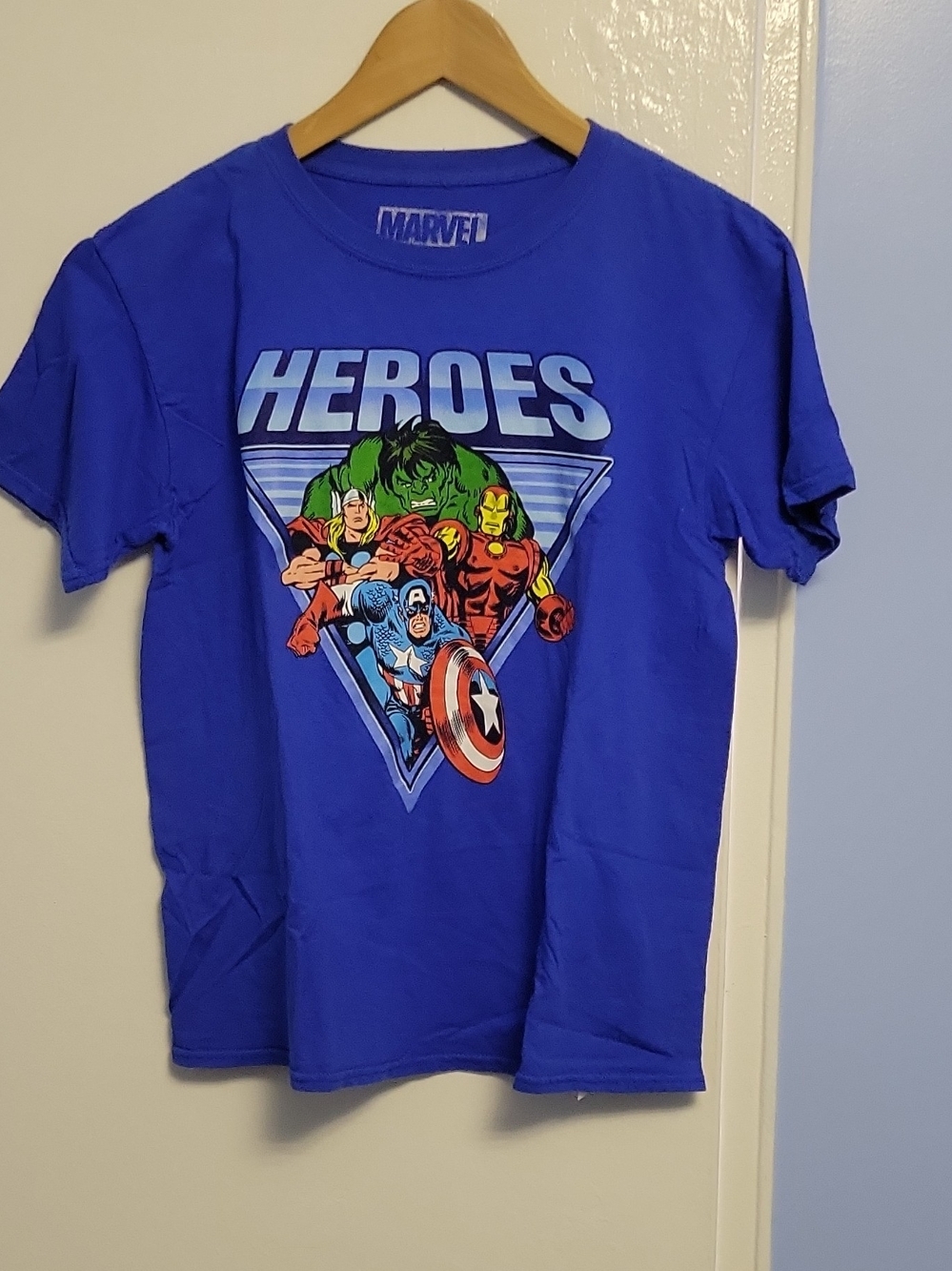 Hybrid Apparel Royal Blue Marvel 'HEROES' Graphic Tee